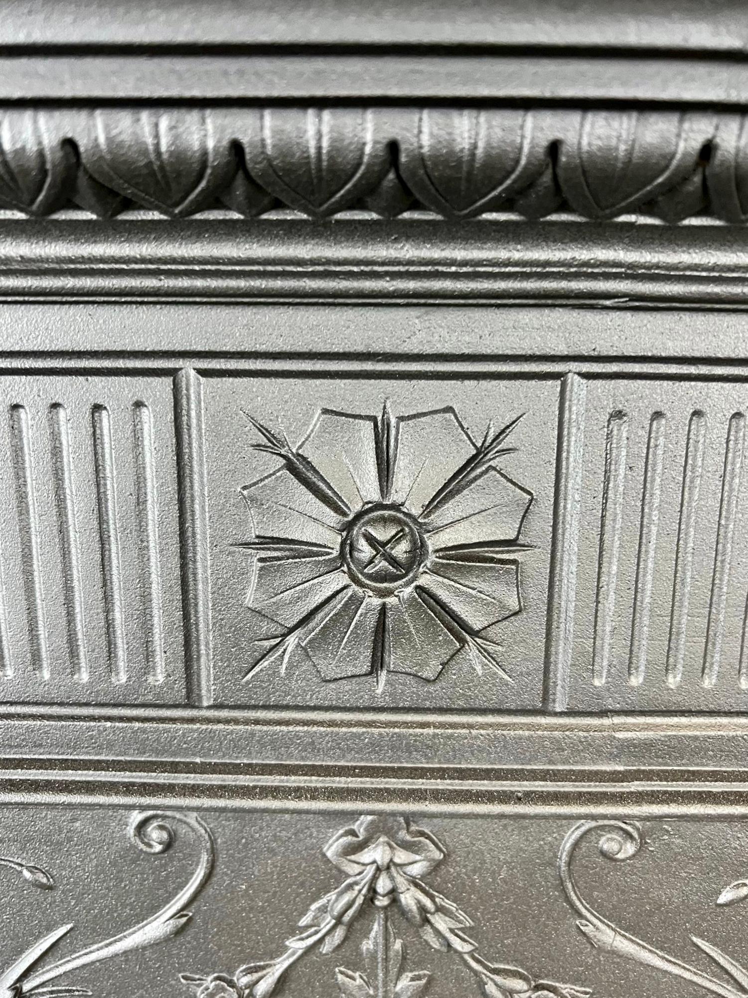 19th Century, Victorian Cast-iron Tiled Combination Fireplace For Sale 11