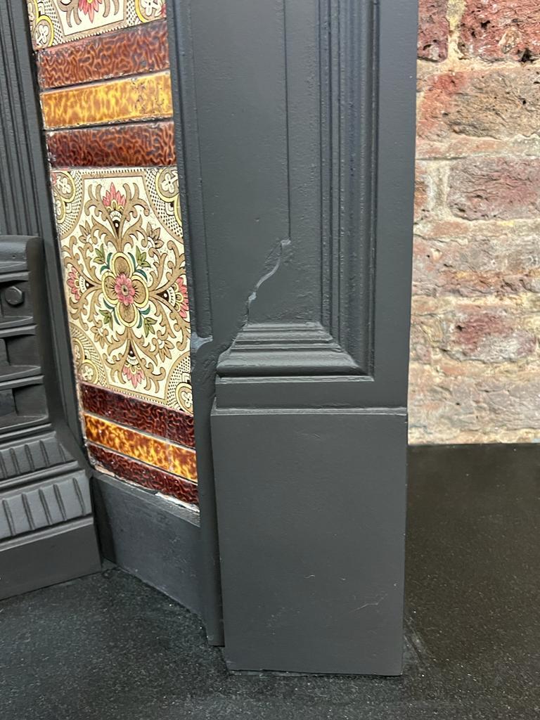 English 19th Century Victorian Cast-Iron Tiled Fireplace Combination