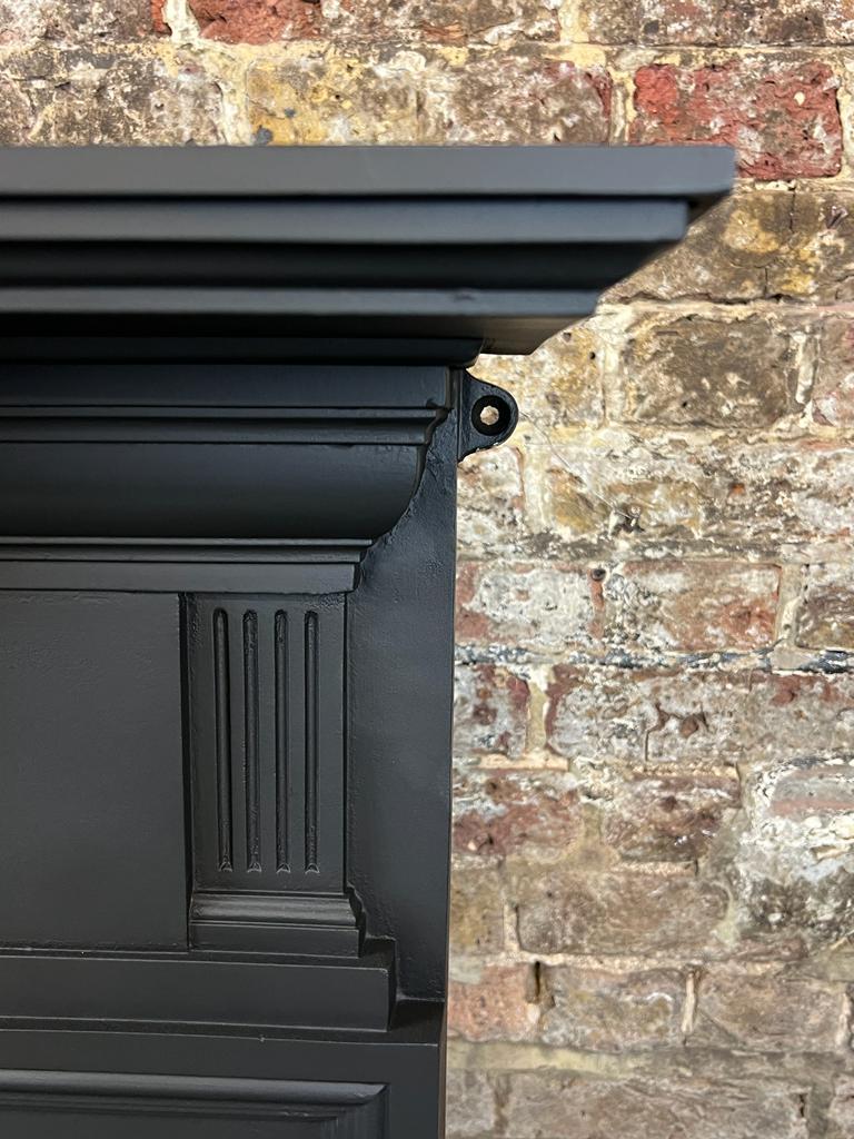 Blackened 19th Century Victorian Cast-Iron Tiled Fireplace Combination