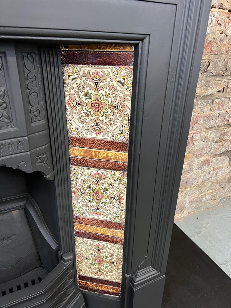 19th Century Victorian Cast-Iron Tiled Fireplace Combination 2