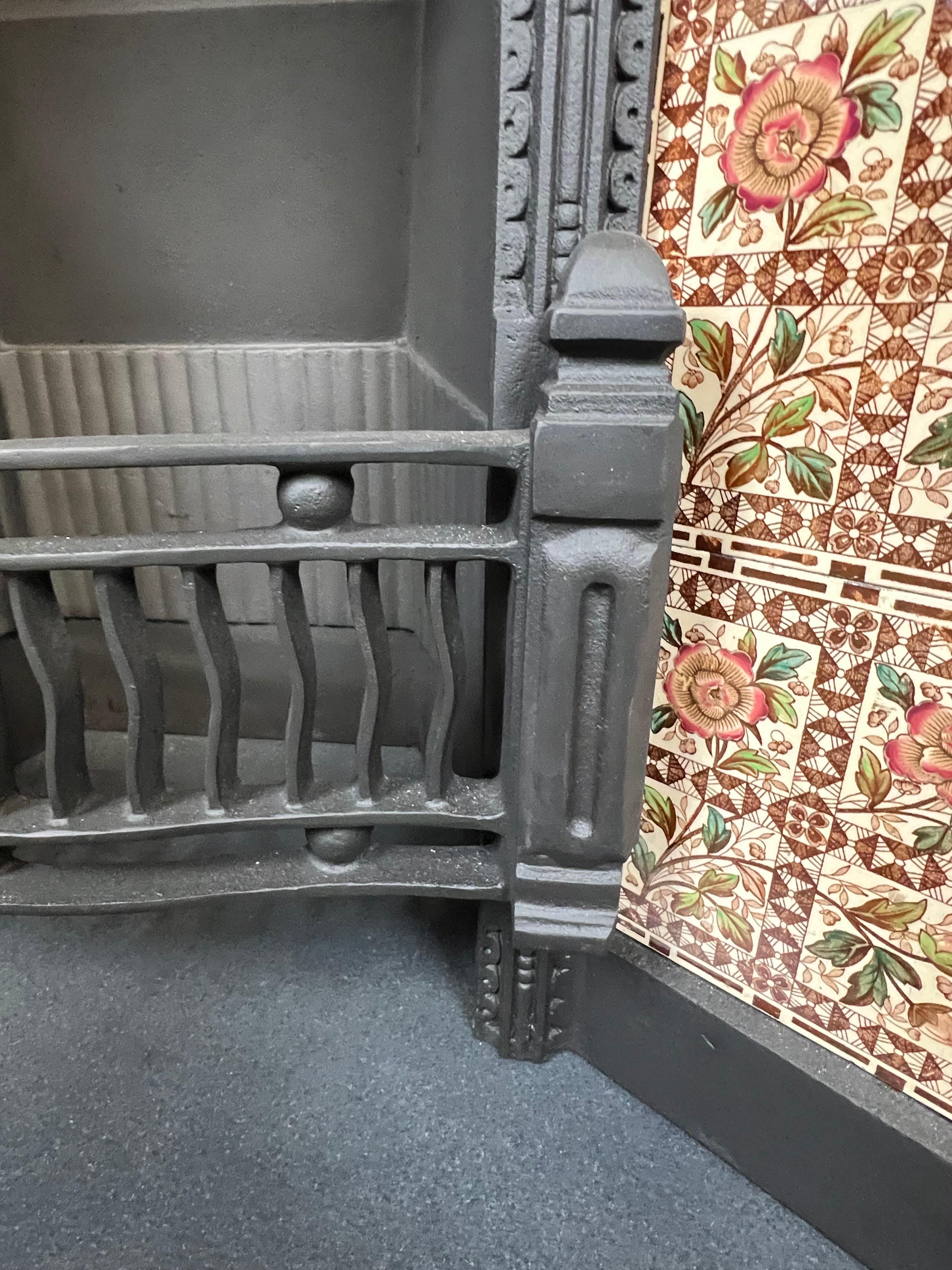 19th Century Victorian Cast Iron Tiled Fireplace Insert 7