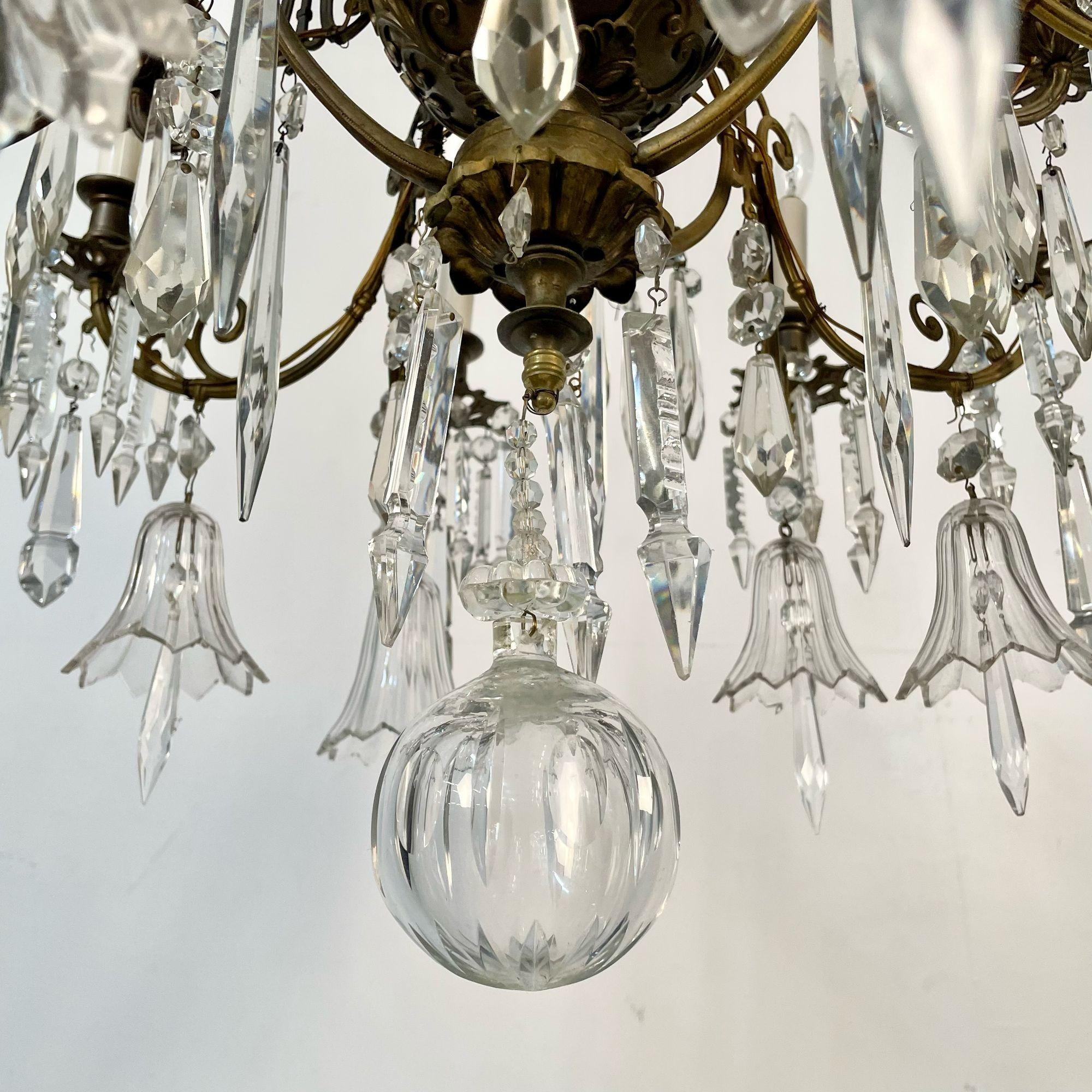 19th Century Victorian Chandelier, Bronze and Crystal 6