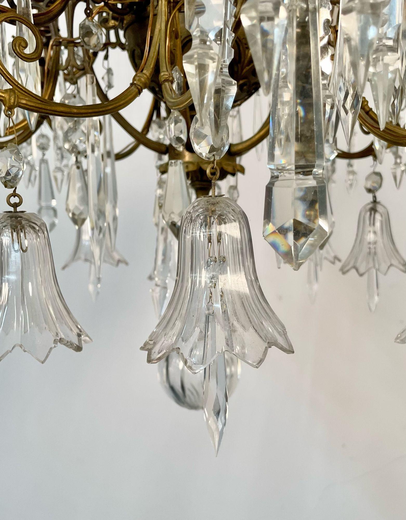 19th Century Victorian Chandelier, Bronze and Crystal 8