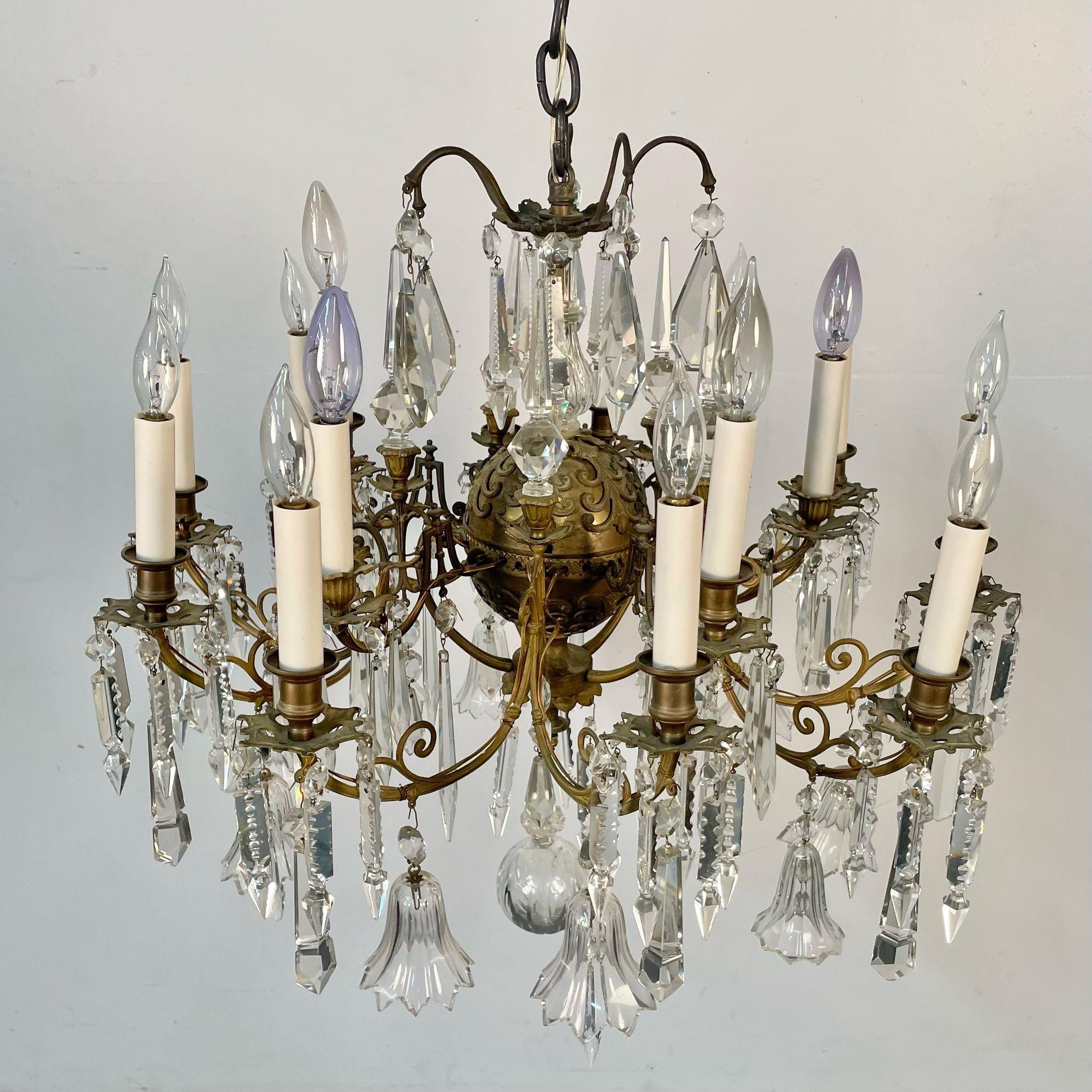 19th Century Victorian Chandelier, Bronze and Crystal 9