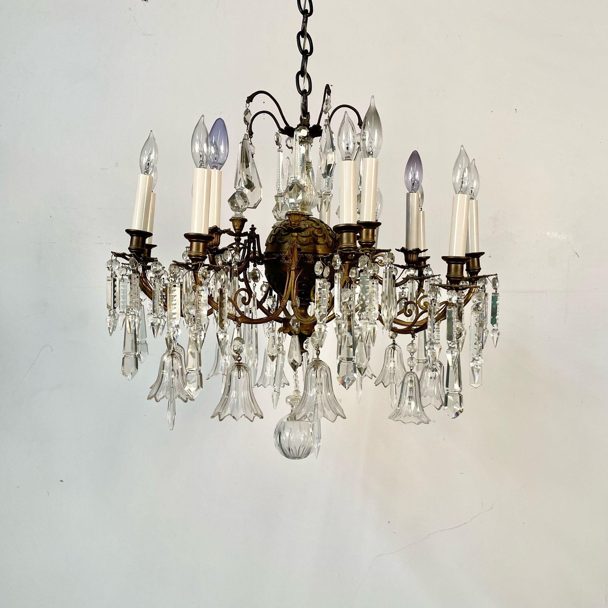 19th Century Victorian Chandelier, Bronze and Crystal 10