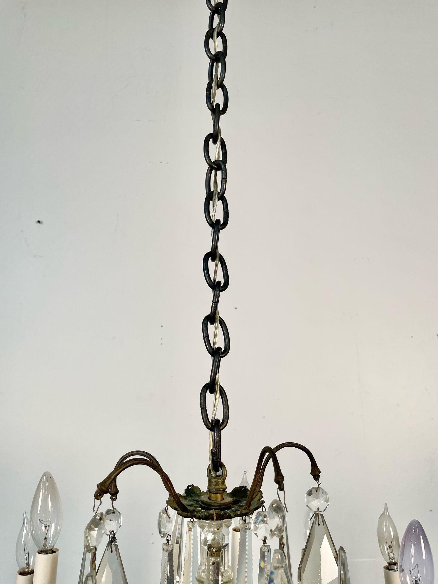 19th Century Victorian Chandelier, Bronze and Crystal 12
