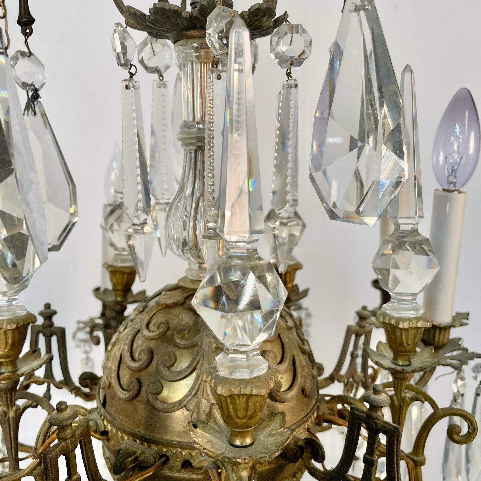 19th Century Victorian Chandelier, Bronze and Crystal 13