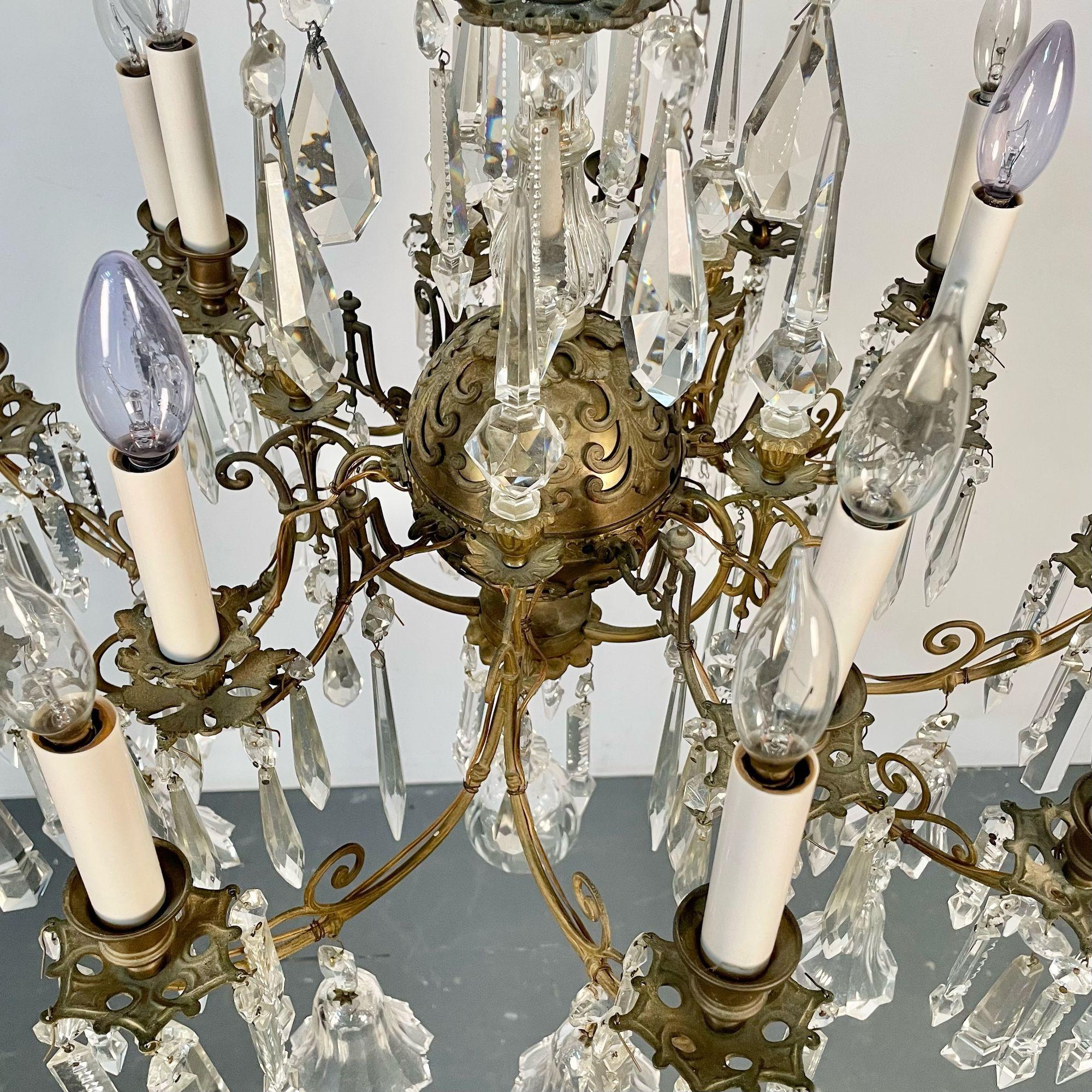 19th Century Victorian Chandelier, Bronze and Crystal 14