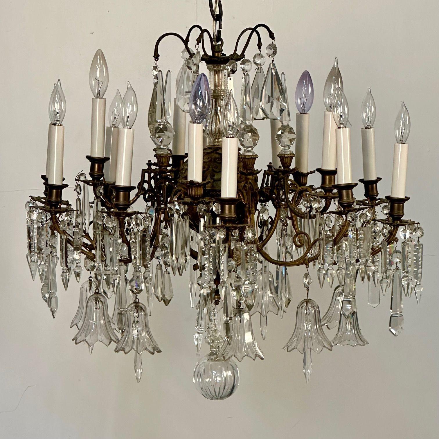 20th Century 19th Century Victorian Chandelier, Bronze and Crystal