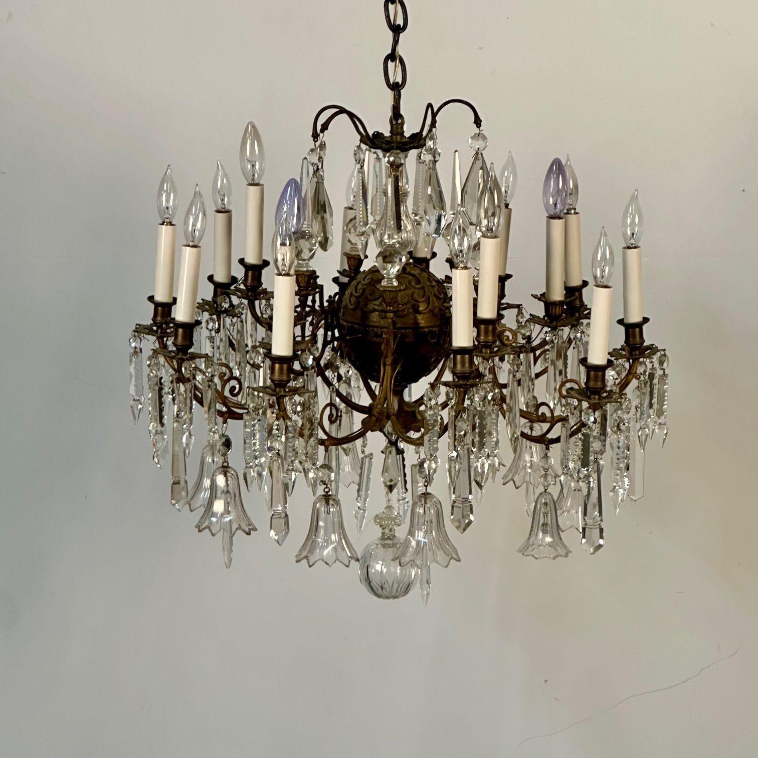 19th Century Victorian Chandelier, Bronze and Crystal 1