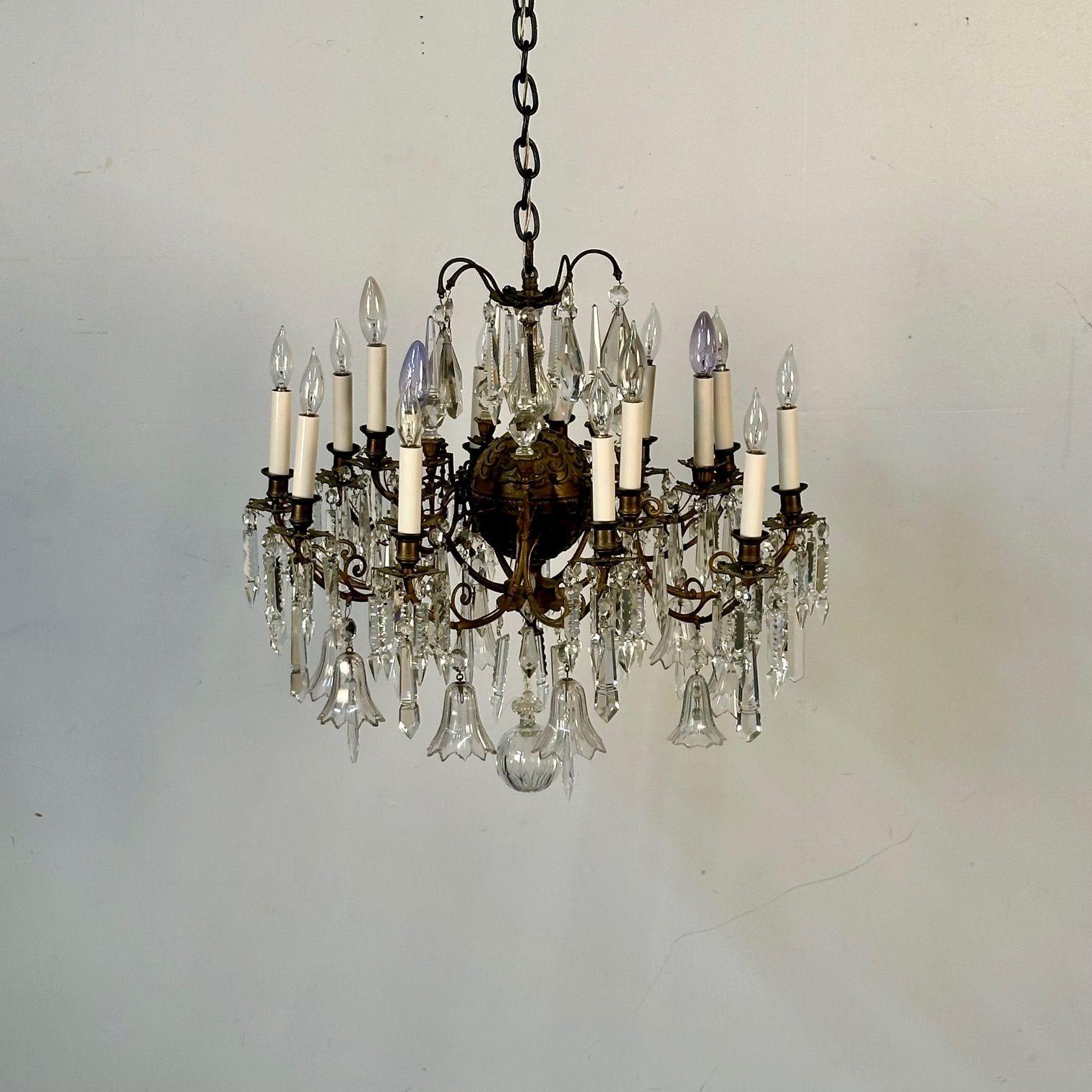 19th Century Victorian Chandelier, Bronze and Crystal 2