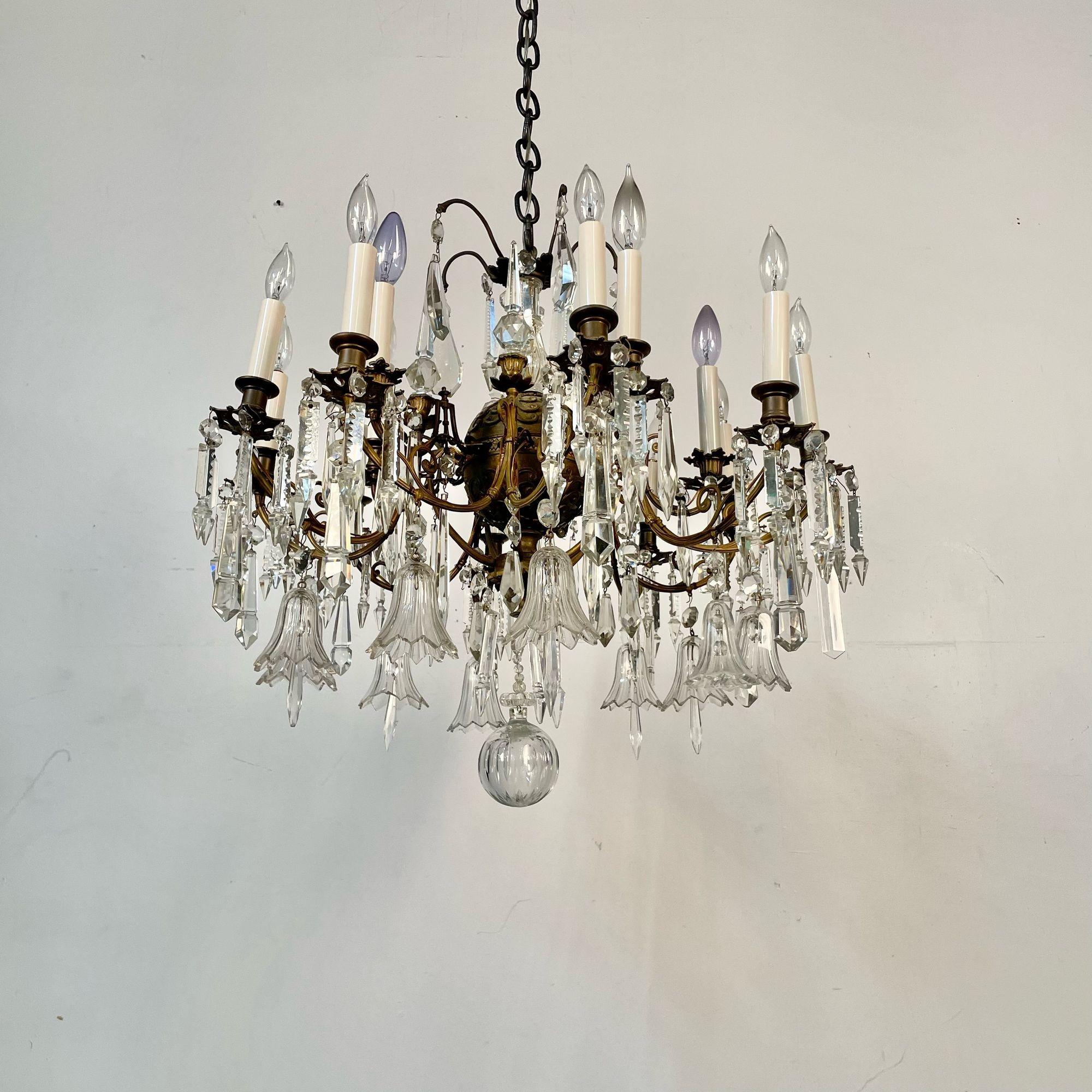 19th Century Victorian Chandelier, Bronze and Crystal 3