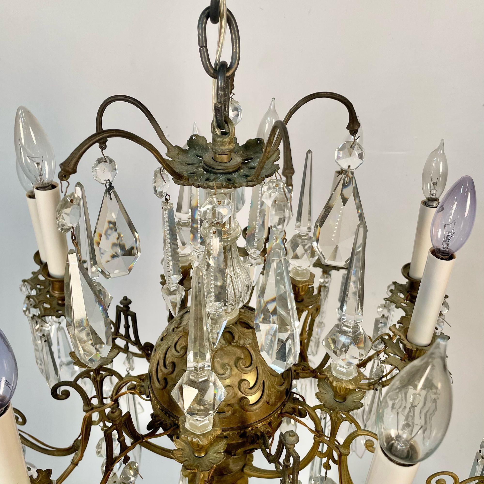 19th Century Victorian Chandelier, Bronze and Crystal 5