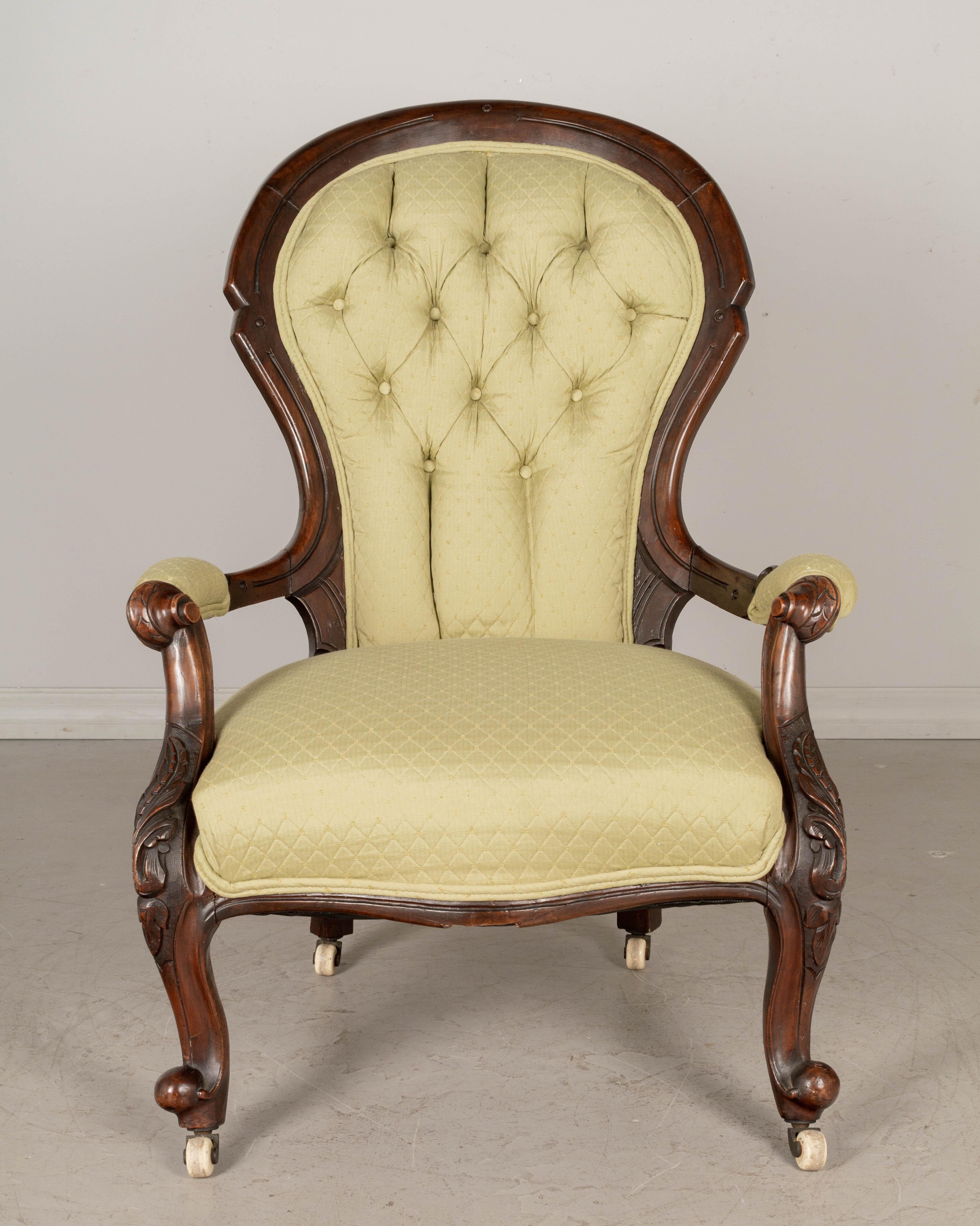 Upholstery 19th Century Victorian Chesterfield His and Hers Chairs For Sale
