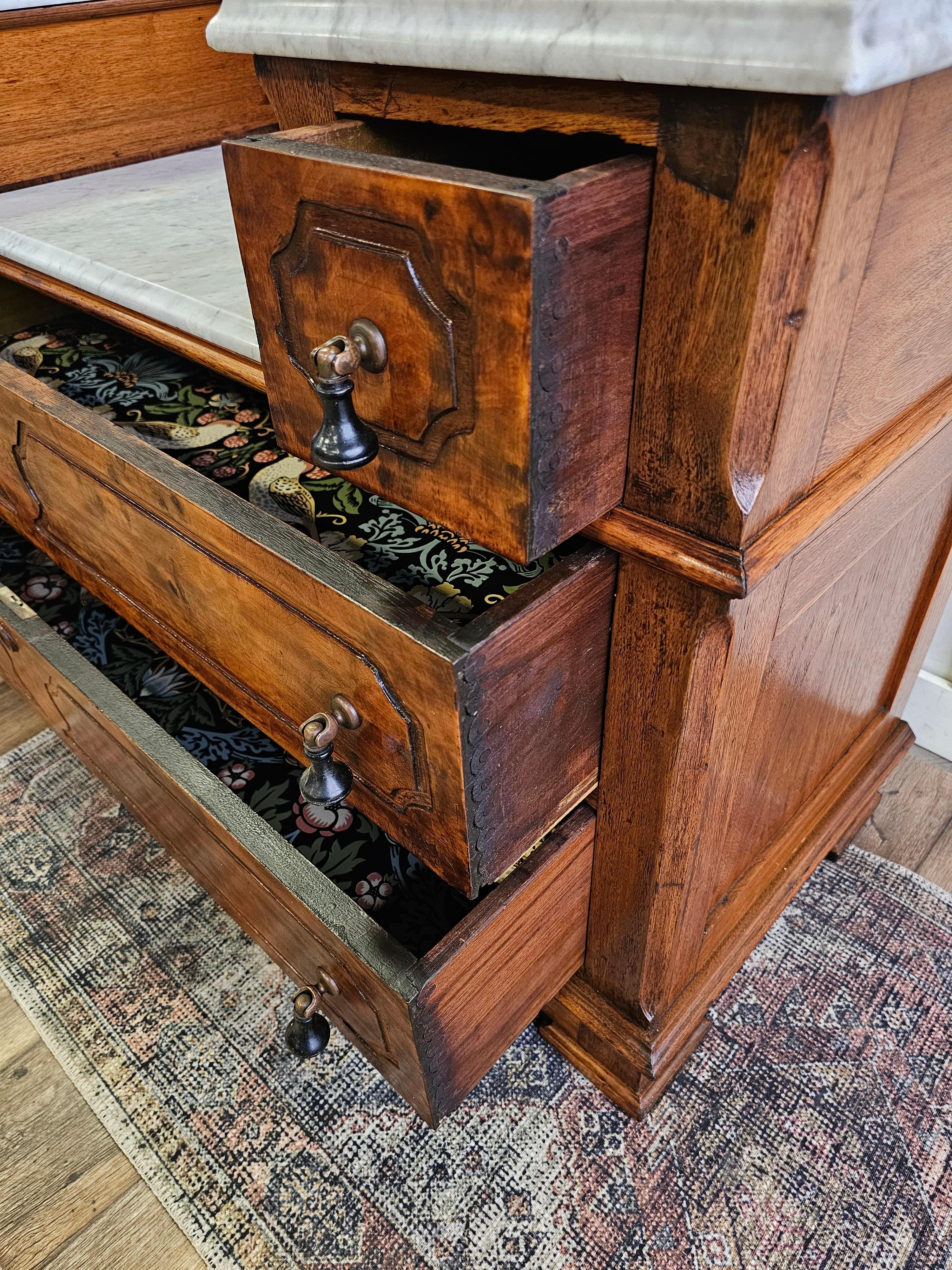 19th Century Victorian Chestnut Marble Dresser 3