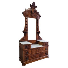 19th Century Victorian Chestnut Marble Dresser
