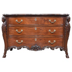 19th Century Victorian Chippendale Style Mahogany Serpentine Chest of Drawers