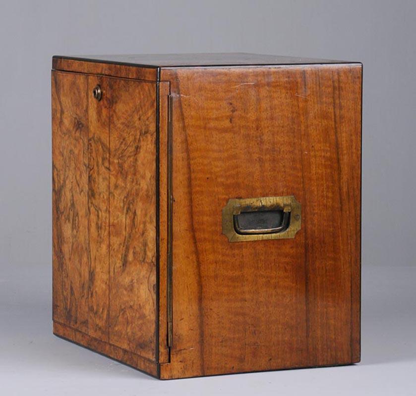 19th Century Victorian Cigar Box Burl Walnut Veneer 1