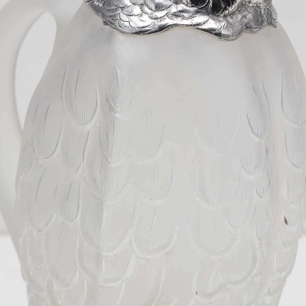 19th Century Victorian Cockatoo Solid Silver & Glass Claret Jug, London c.1881 9