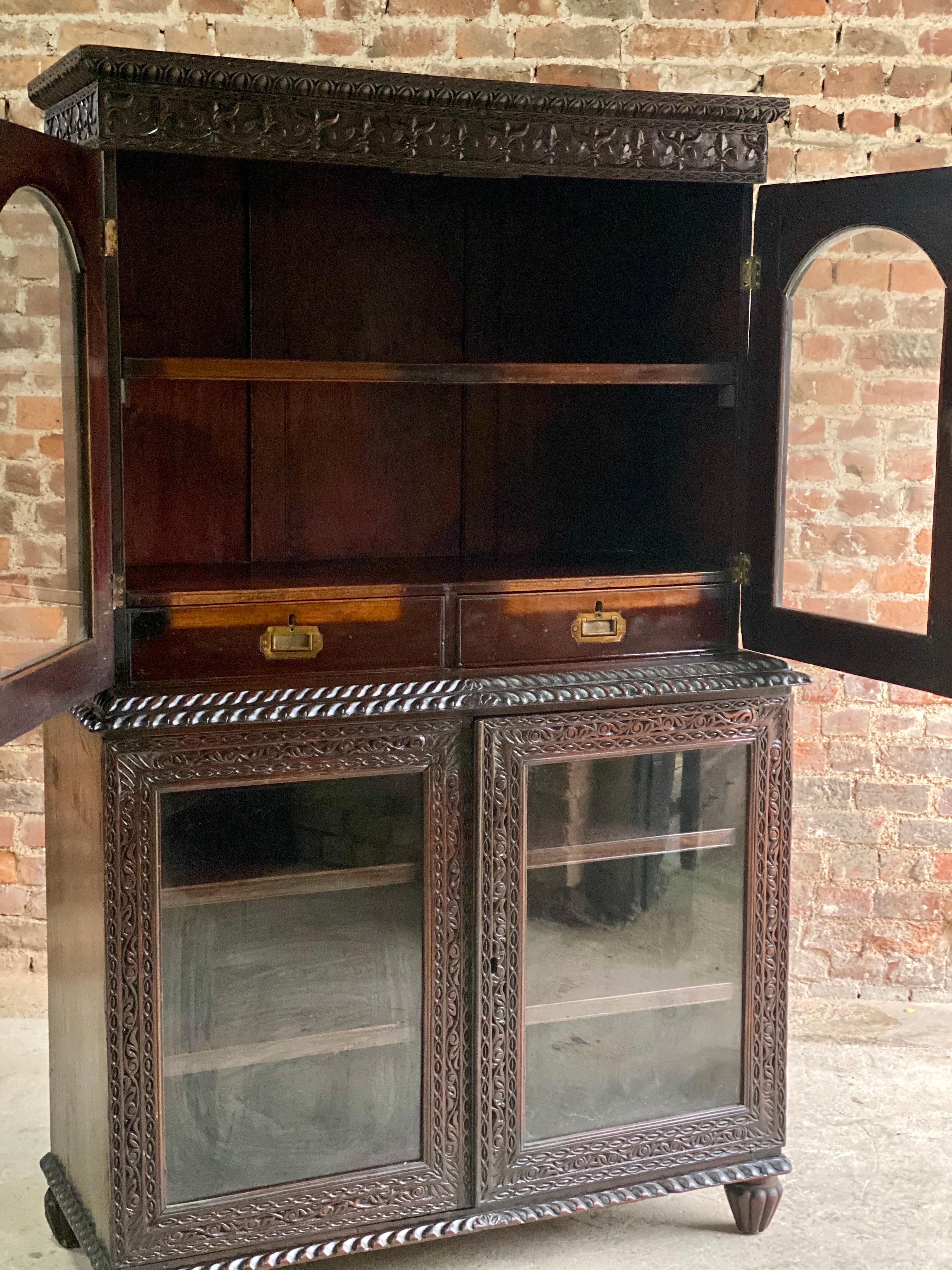19th Century Victorian Colonial Anglo Indian Padouk Bookcase, circa 1890 4