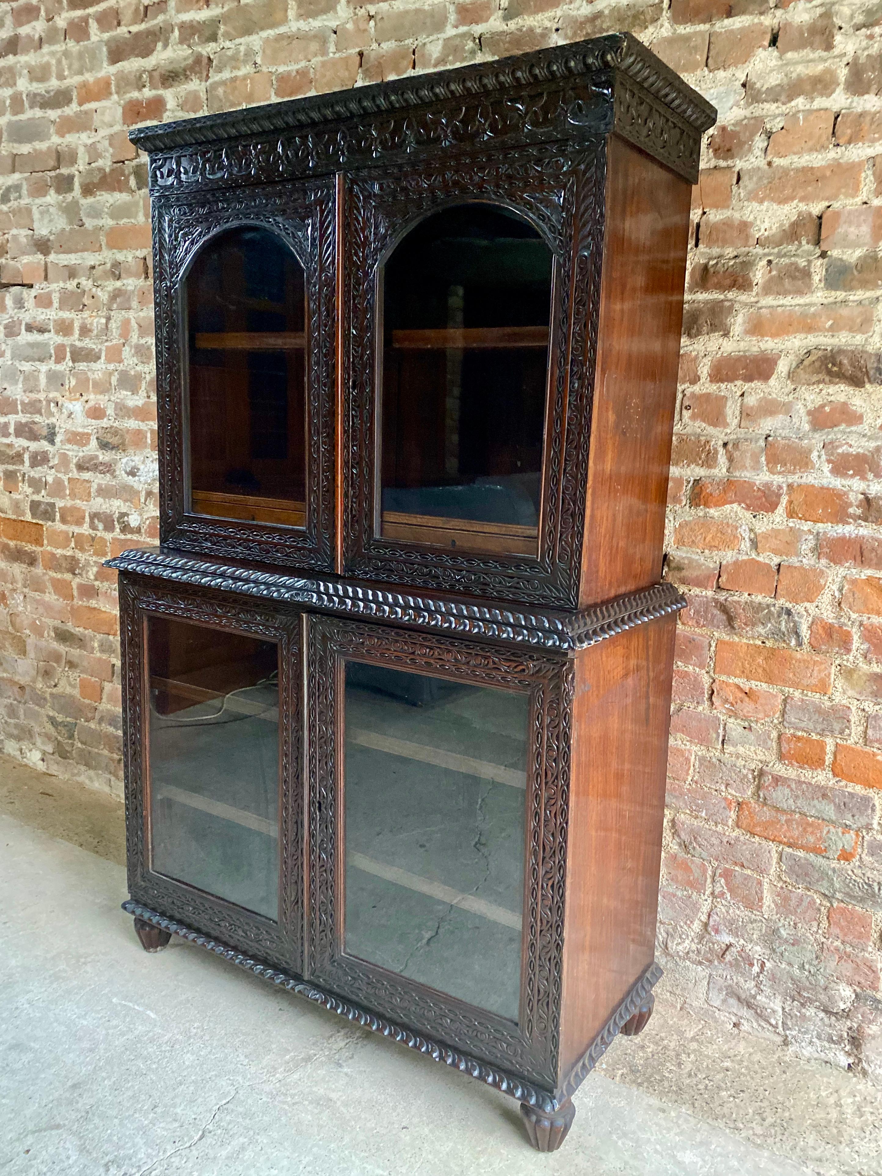 British Indian Ocean Territory 19th Century Victorian Colonial Anglo Indian Padouk Bookcase, circa 1890