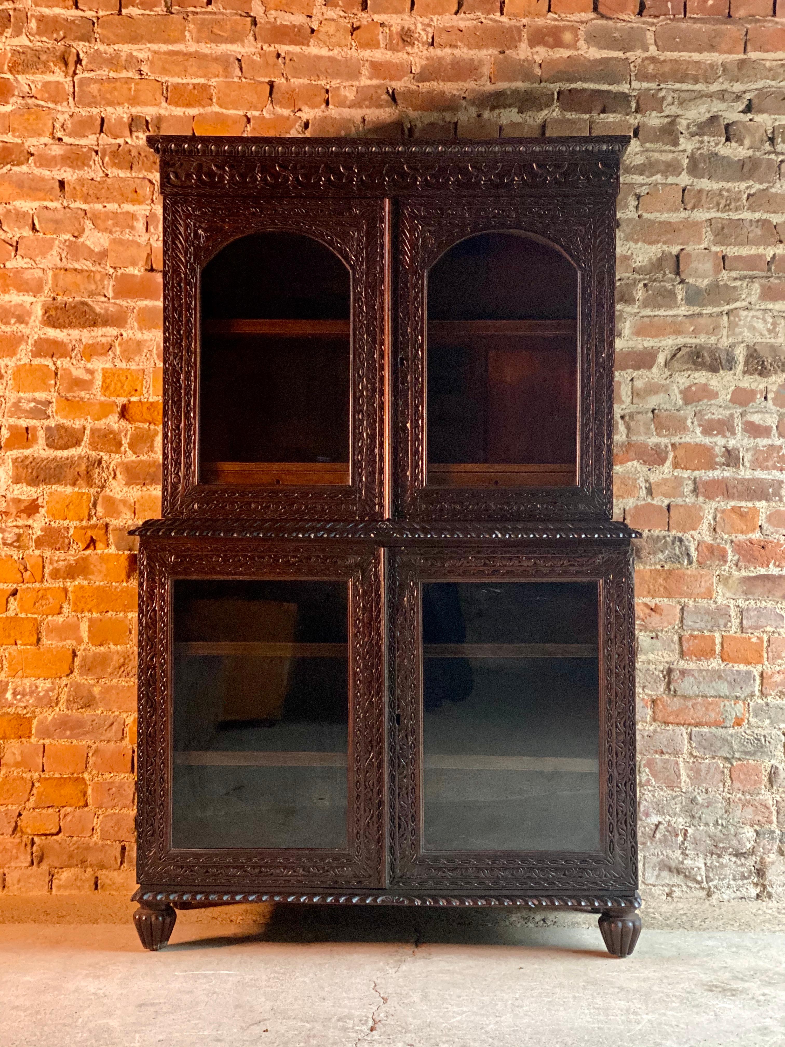 Late 19th Century 19th Century Victorian Colonial Anglo Indian Padouk Bookcase, circa 1890
