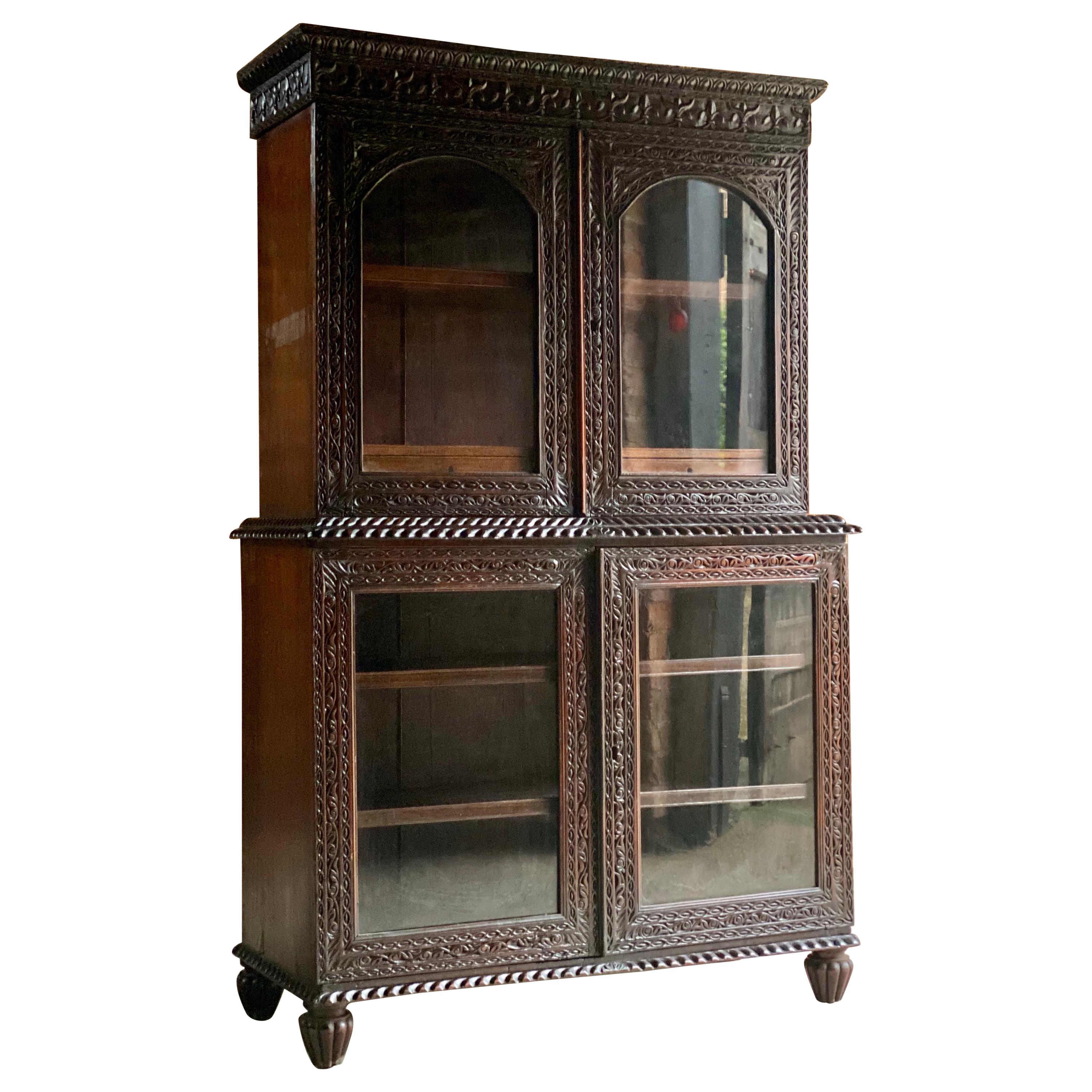 19th Century Victorian Colonial Anglo Indian Padouk Bookcase, circa 1890
