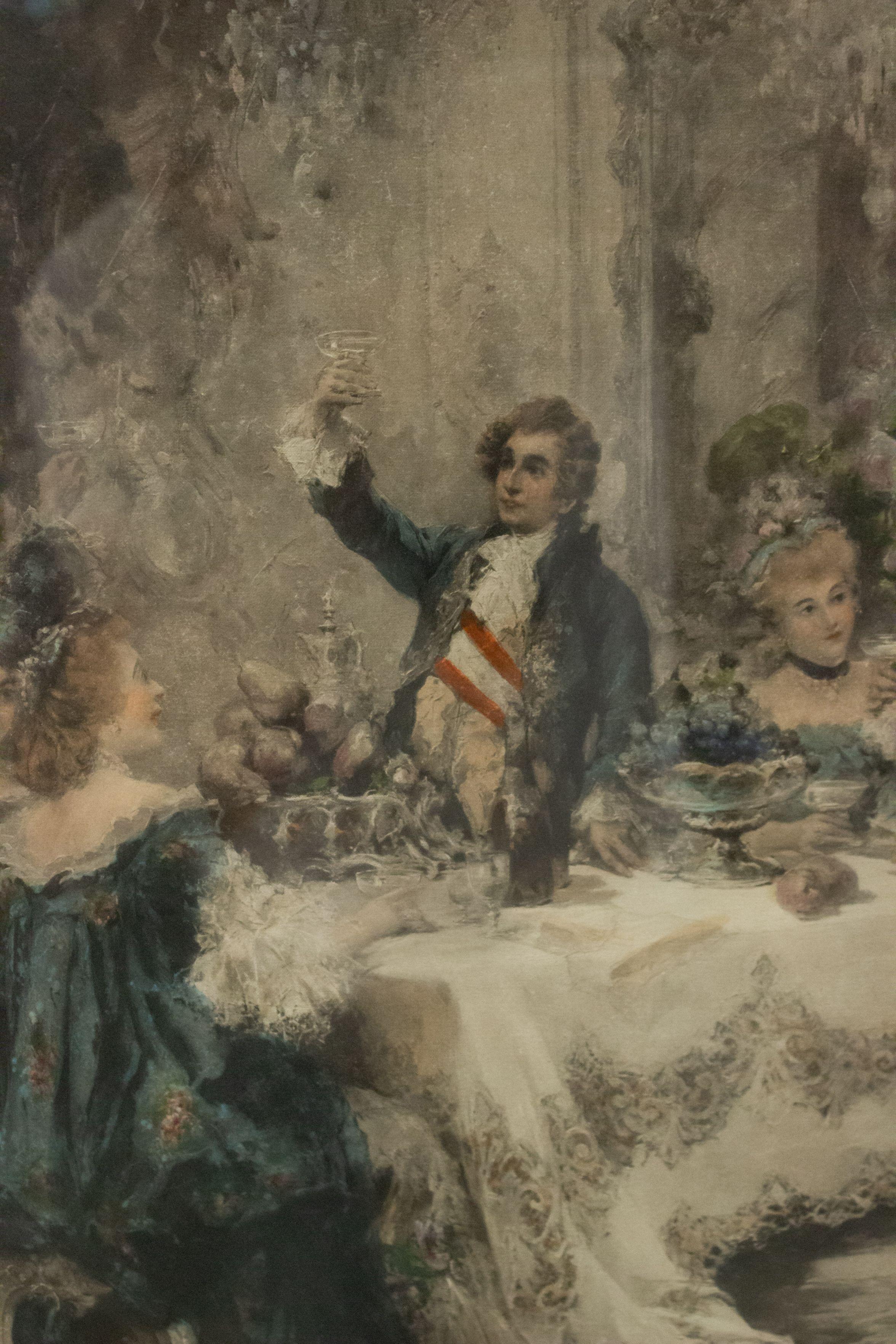 Lithographie de banquet de style victorien du 19e siècle, couleur en vente 3