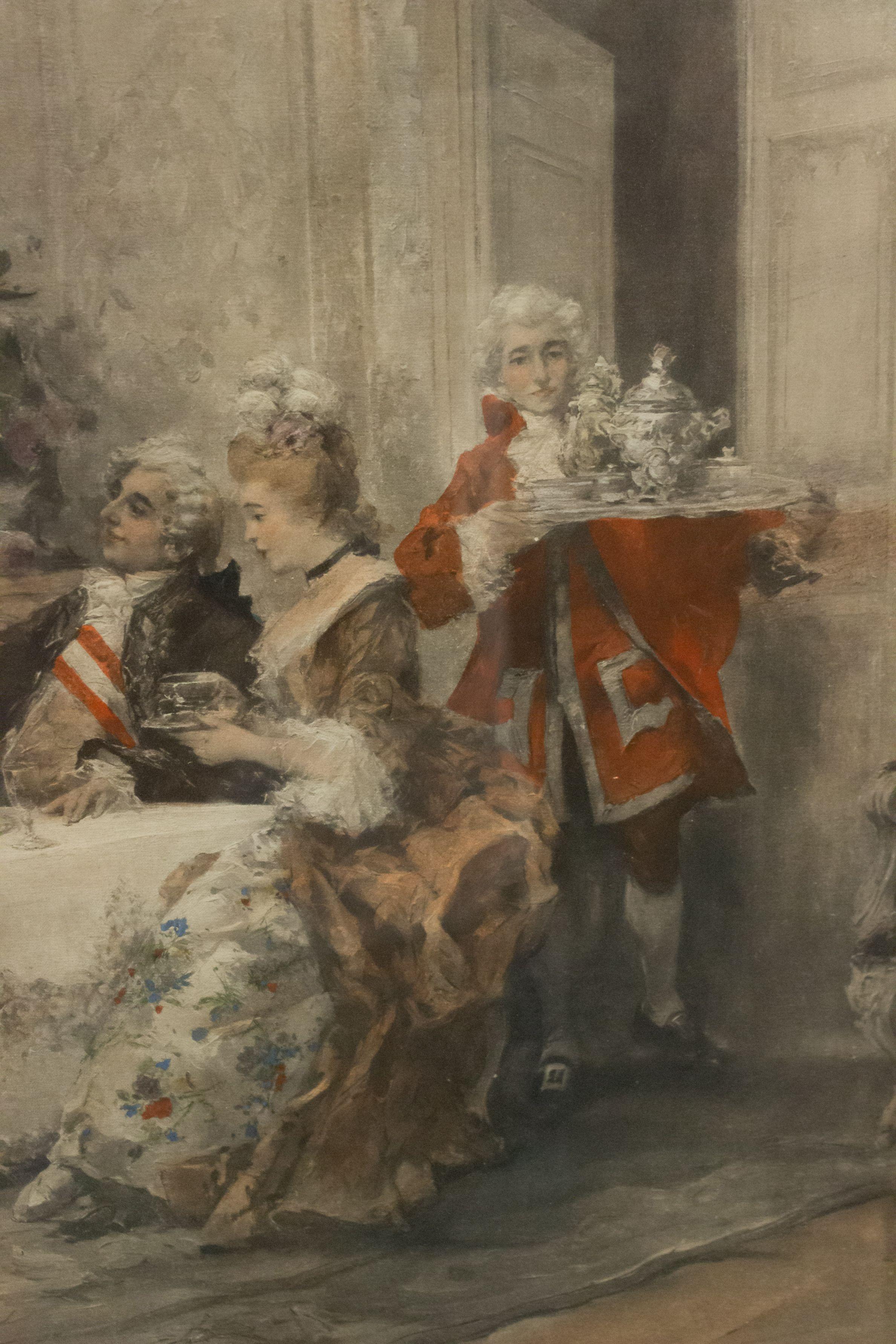 XIXe siècle Lithographie de banquet de style victorien du 19e siècle, couleur en vente