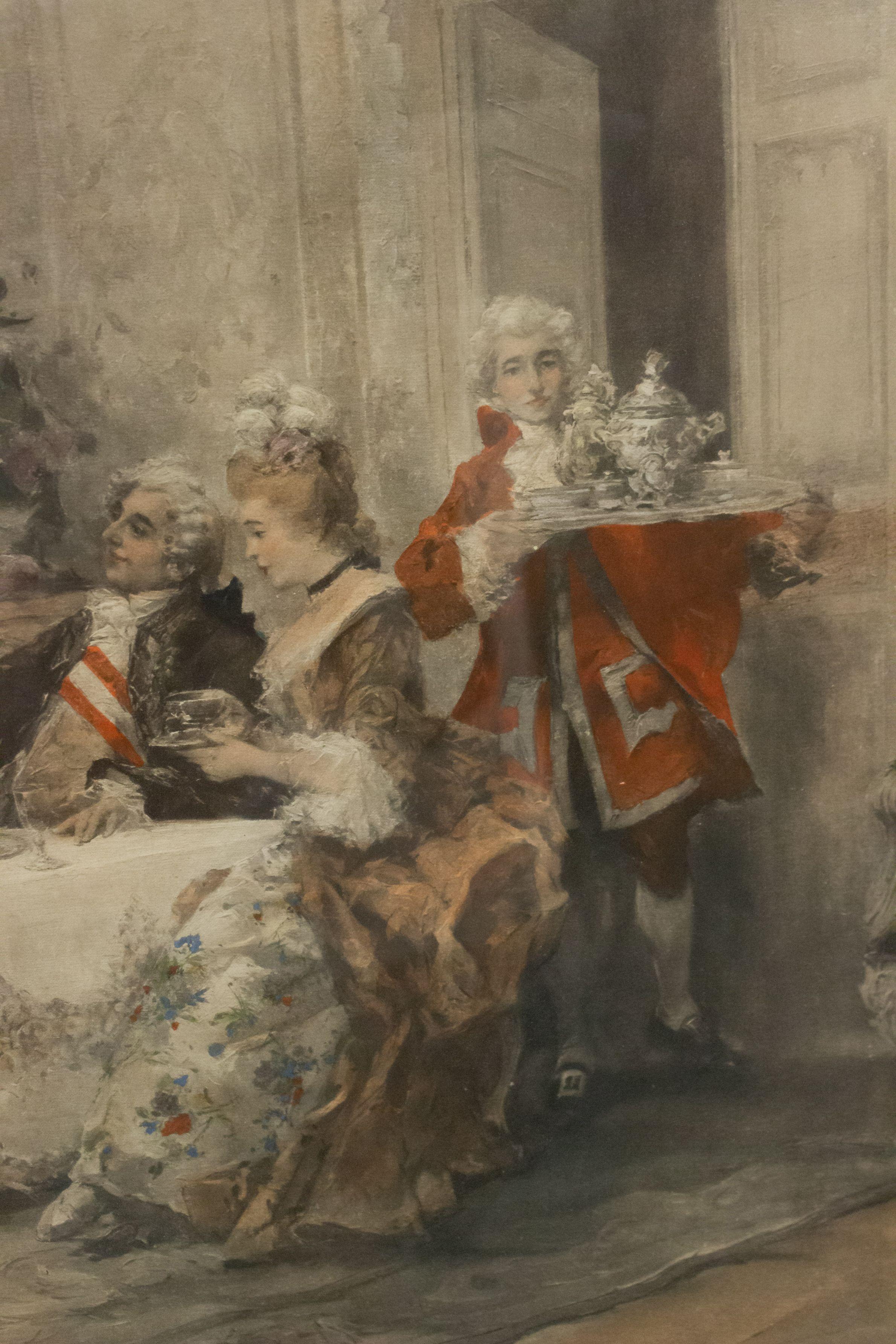 Papier Lithographie de banquet de style victorien du 19e siècle, couleur en vente