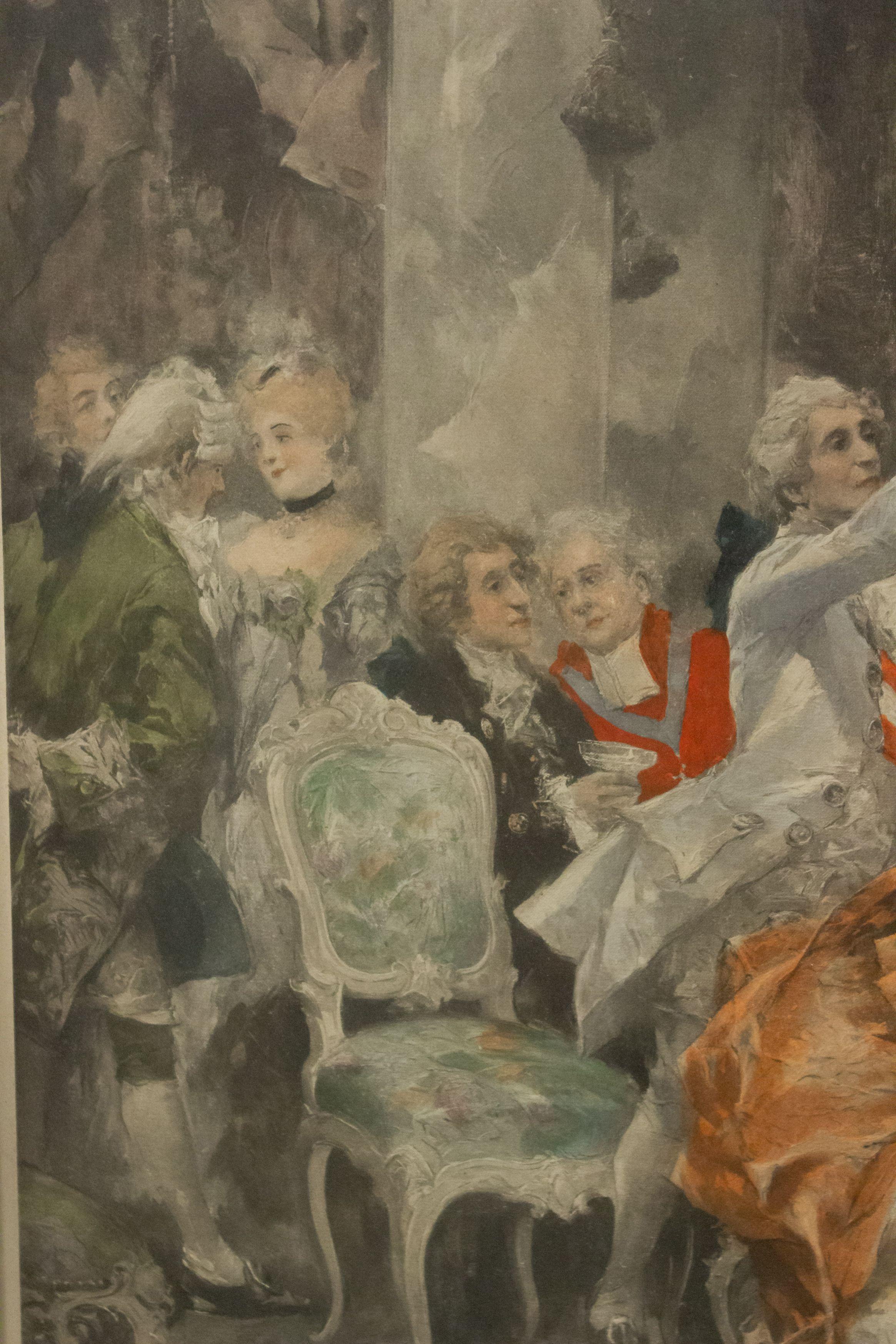 Lithographie de banquet de style victorien du 19e siècle, couleur en vente 1