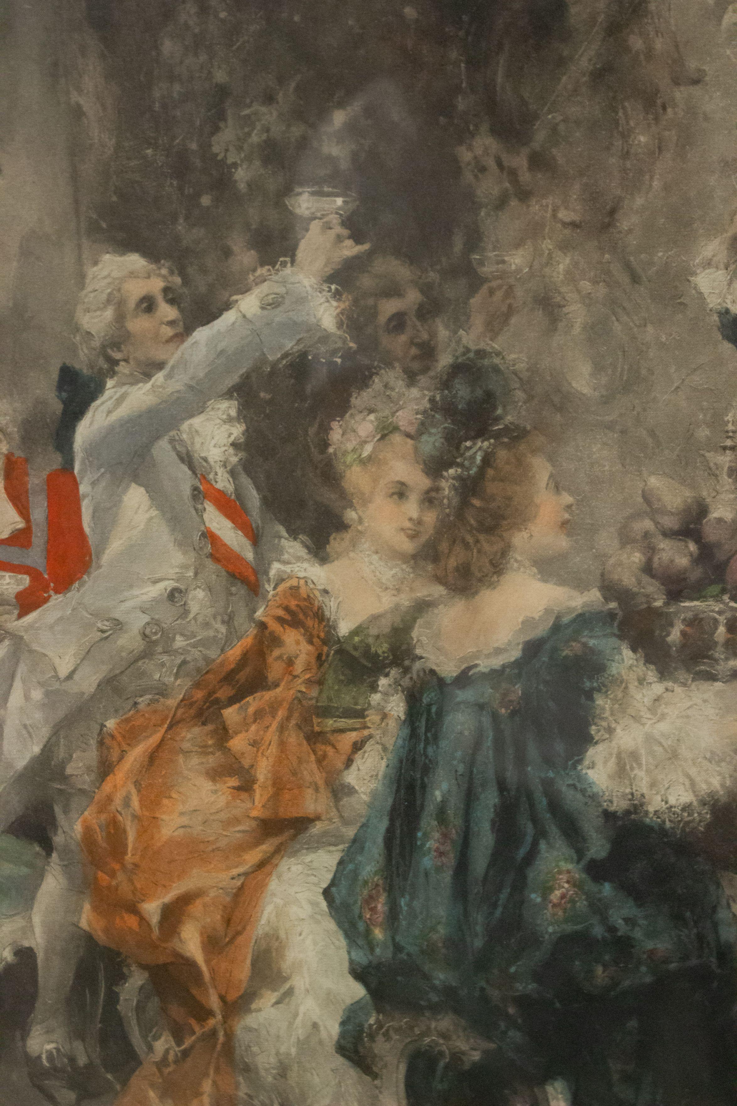 Lithographie de banquet de style victorien du 19e siècle, couleur en vente 2