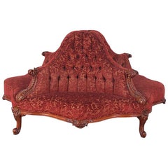 Antique 19th Century Victorian Conversation Sofa Gossip Bench