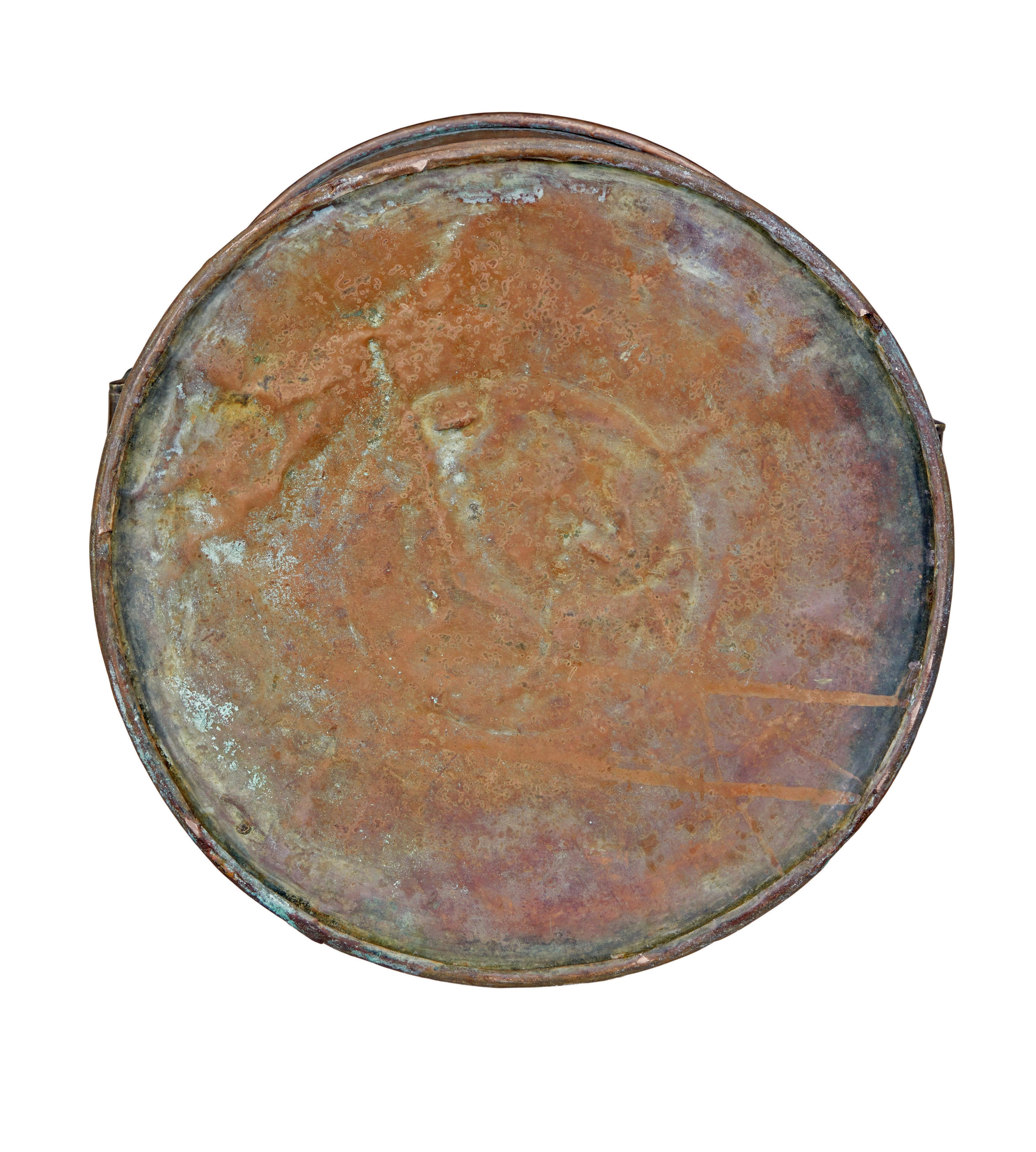 19th century Victorian copper and brass bin siglo XIX en venta