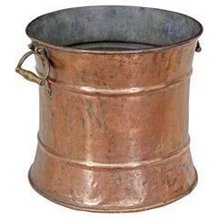 Antique 19th century Victorian copper and brass bin