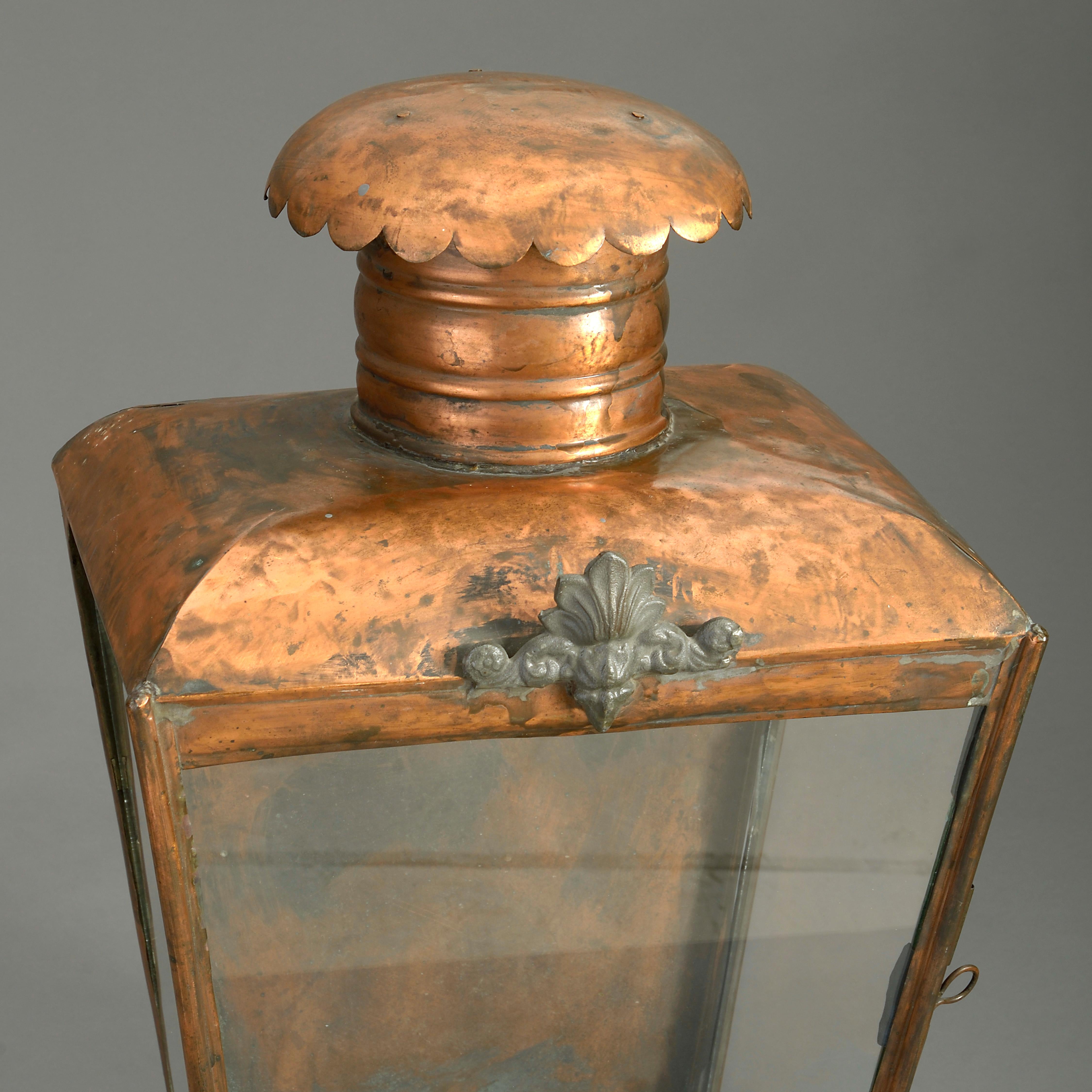 English 19th Century Victorian Copper Wall Lantern