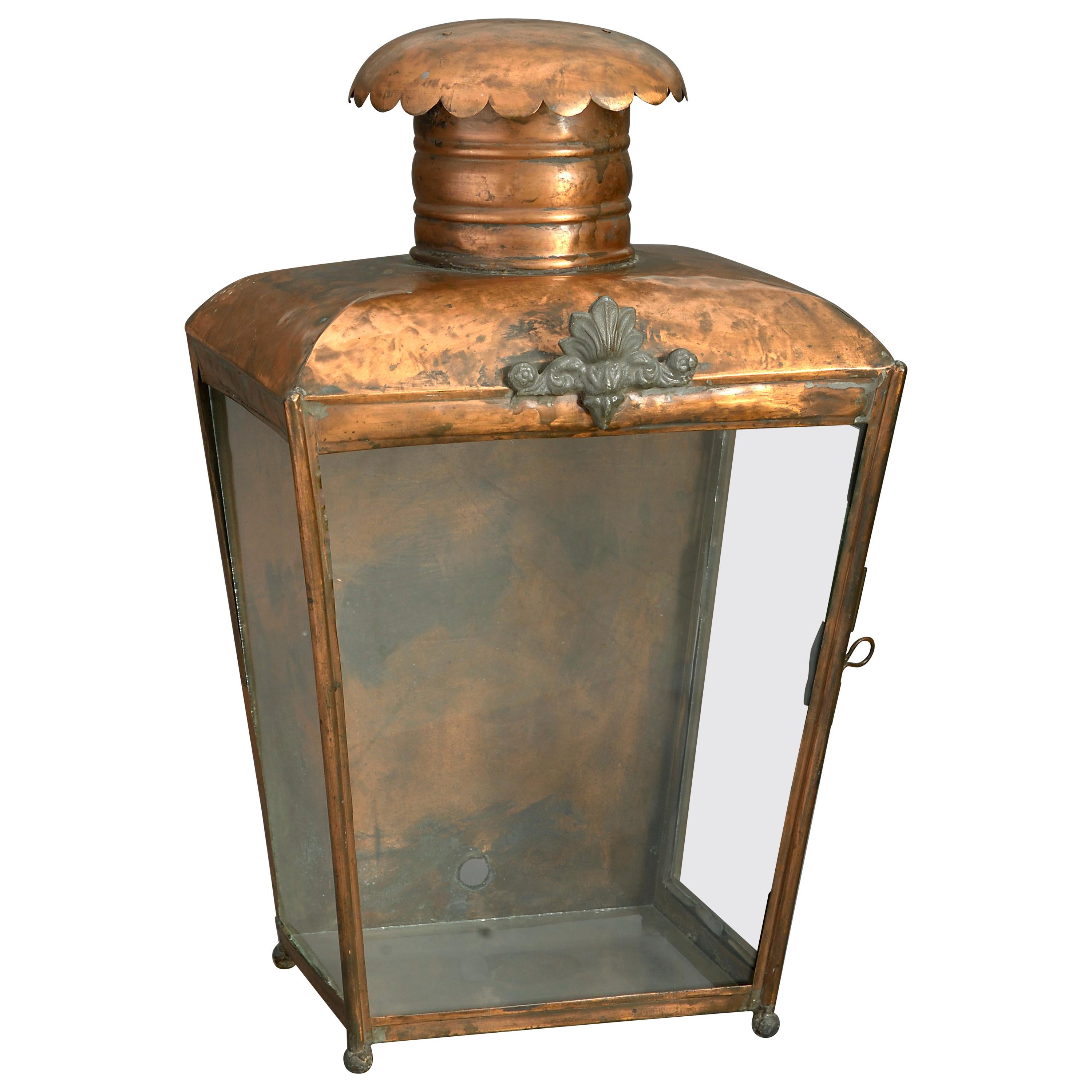 19th Century Victorian Copper Wall Lantern