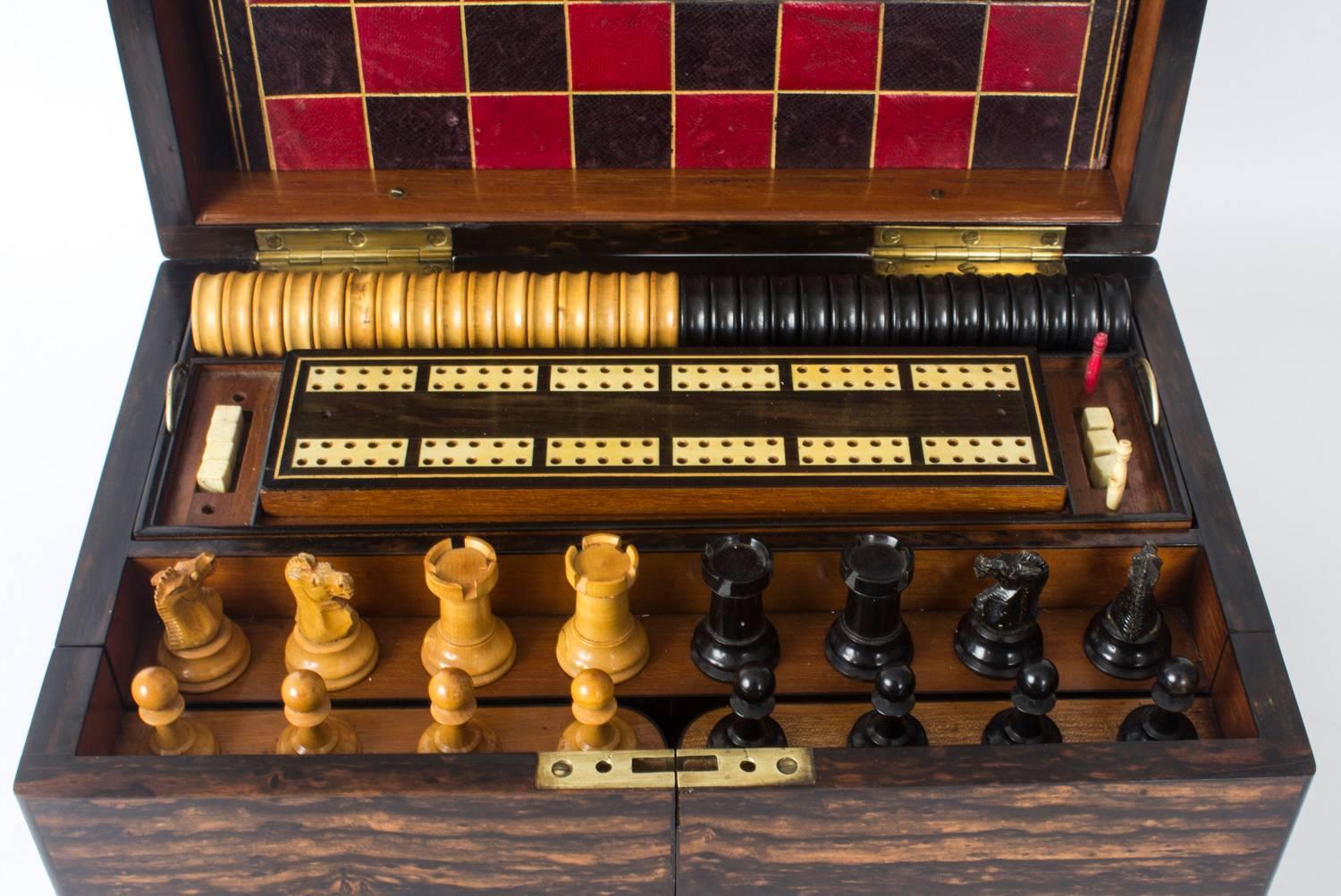 English 19th Century Victorian Coromandel Games Compendium Chess Drafts