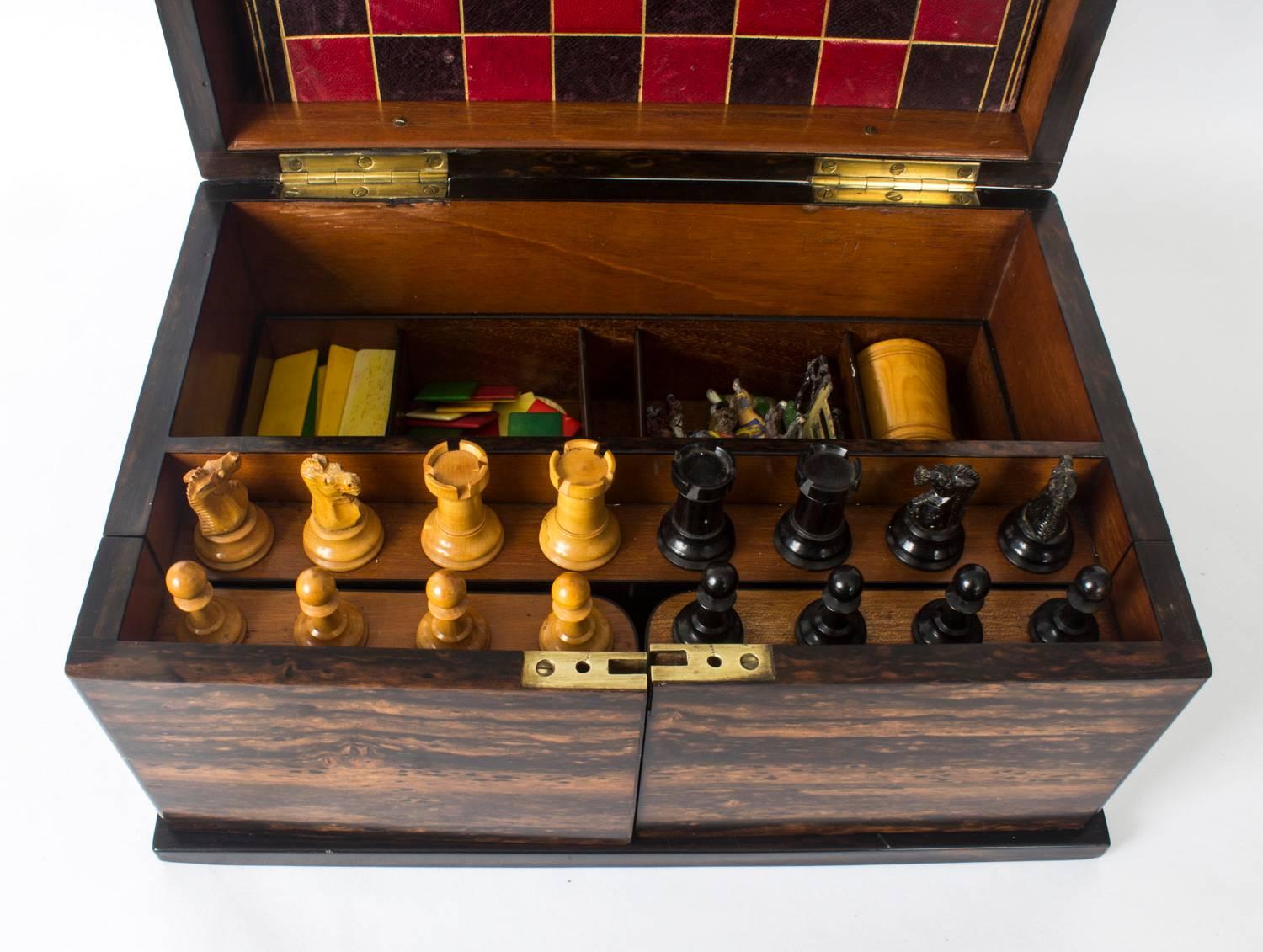 Mid-19th Century 19th Century Victorian Coromandel Games Compendium Chess Drafts