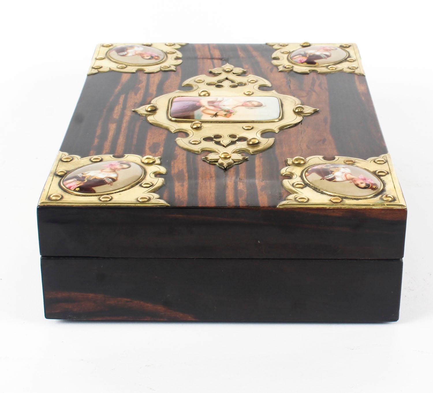 19th Century Victorian Coromandel & KPM Porcelain Jewellery Casket 4