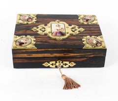 19th Century Victorian Coromandel & KPM Porcelain Jewellery Casket
