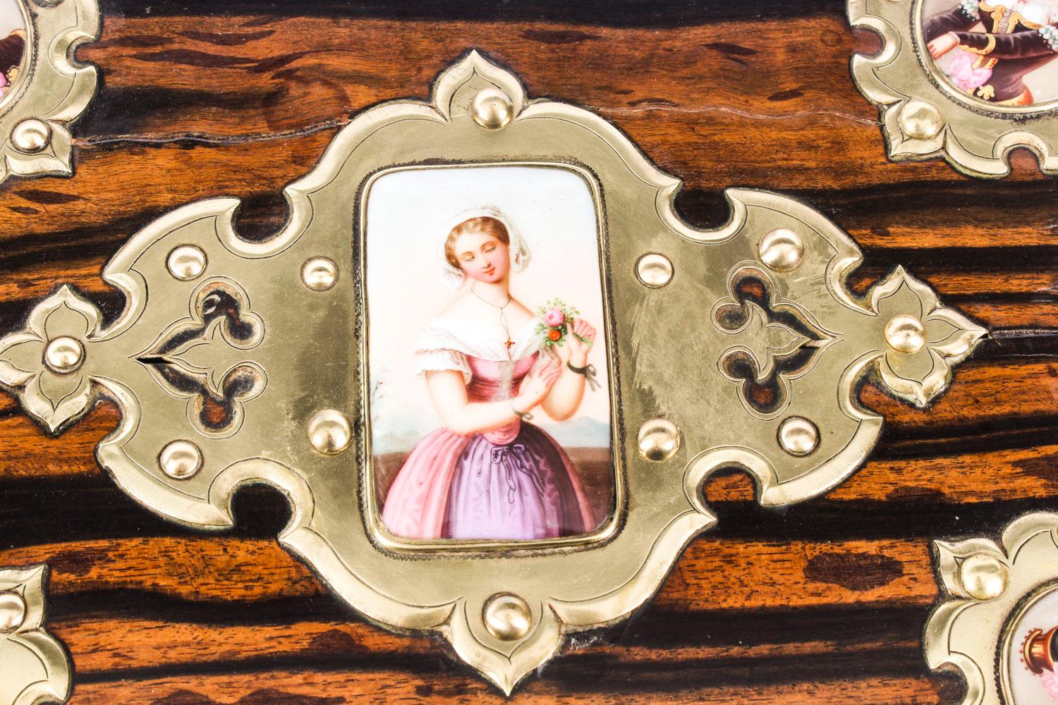 19th Century Victorian Coromandel & KPM Porcelain Jewellery Casket In Good Condition In London, GB
