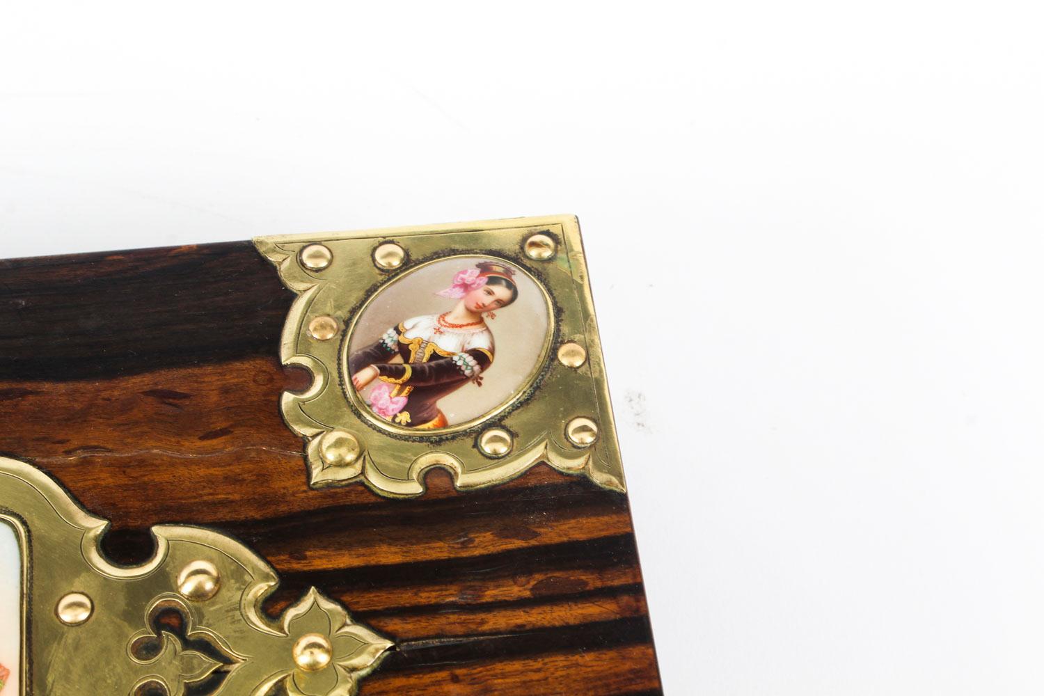 19th Century Victorian Coromandel & KPM Porcelain Jewellery Casket 1