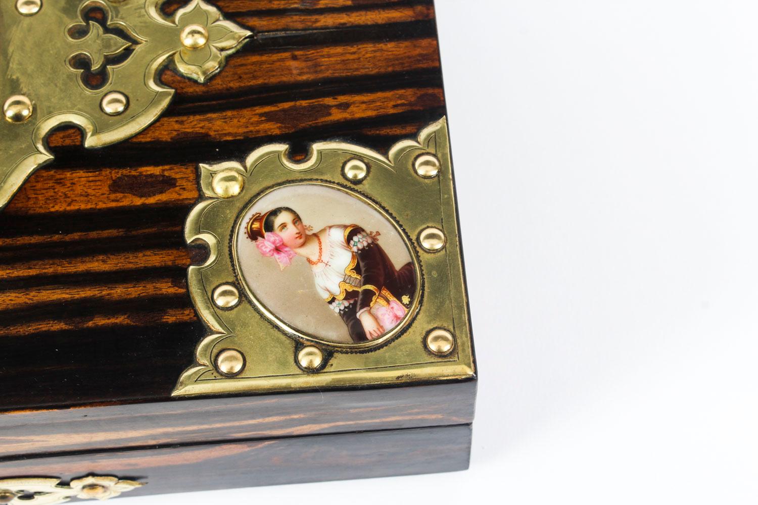 19th Century Victorian Coromandel & KPM Porcelain Jewellery Casket 2
