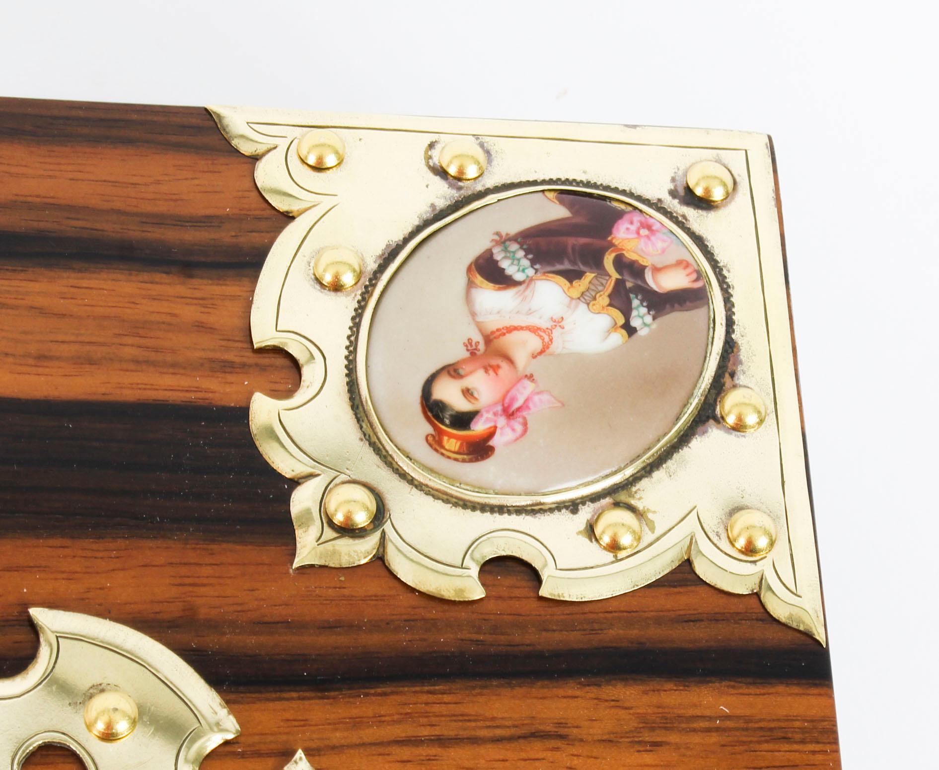 19th Century Victorian Coromandel and KPM Porcelain Jewelry Casket 2