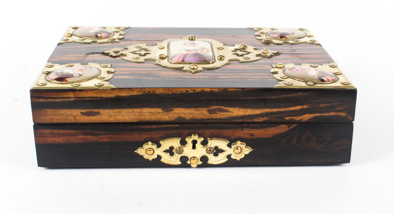 19th Century Victorian Coromandel & KPM Porcelain Jewellery Casket 3