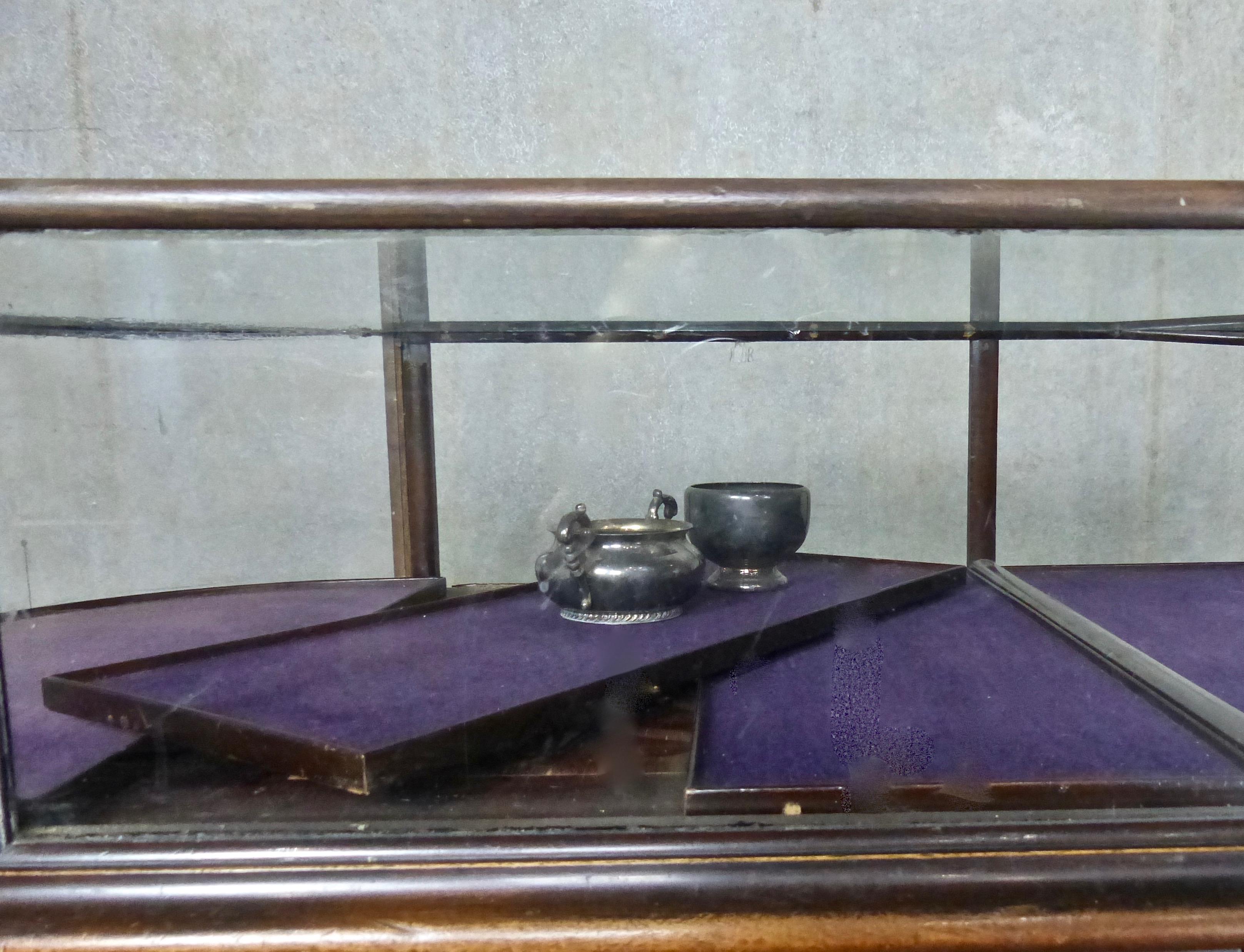 Late 19th Century 19th Century Victorian Curved Glass Display Case by Curtis, Leeds, England