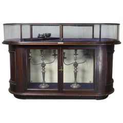 Antique 19th Century Victorian Curved Glass Display Case by Curtis, Leeds, England