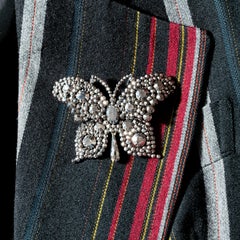 19th Century Victorian Cut Steel Extra Large Butterfly Brooch