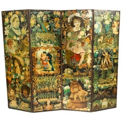 Vintage 19th Century Victorian Decoupage Screen